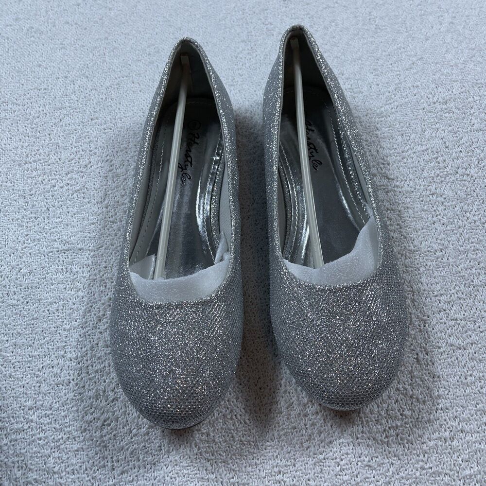 Herstyle Flat Shoes Ever Memory Silver Shimmer Women 9